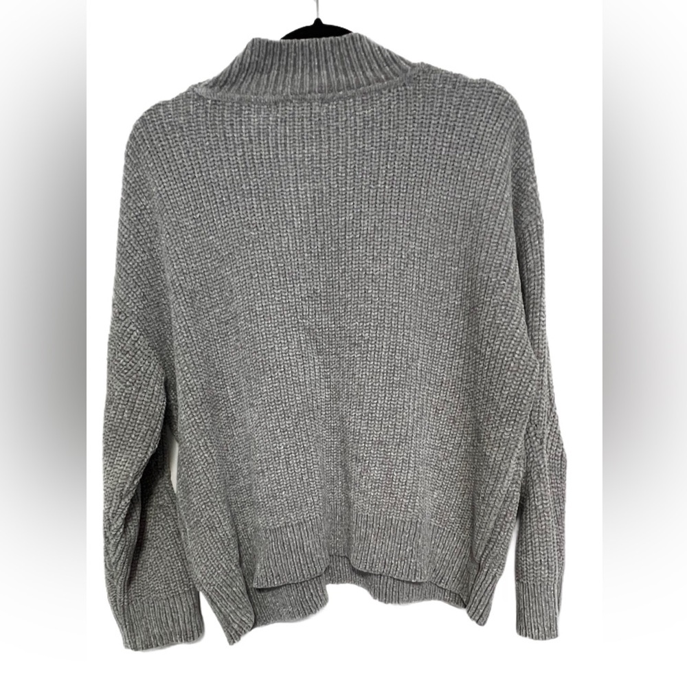 Like New! Calvin Klein Chenille Mock-Neck Pointelle Sweater, Size L (12), Gray - Picture 4 of 4